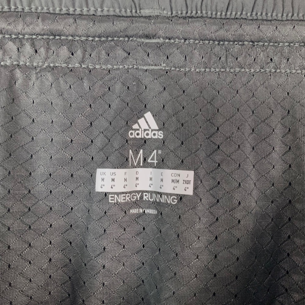 Adidas Energy Running Grey Shorts M 4" Elastic Waist Reflective Tulip Hem - Picture 4 of 6